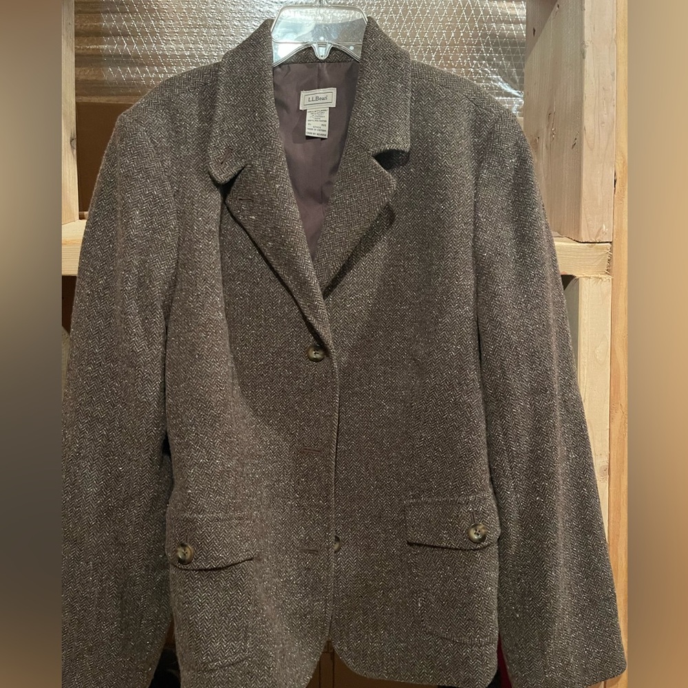 LL bean brown wool blazer
